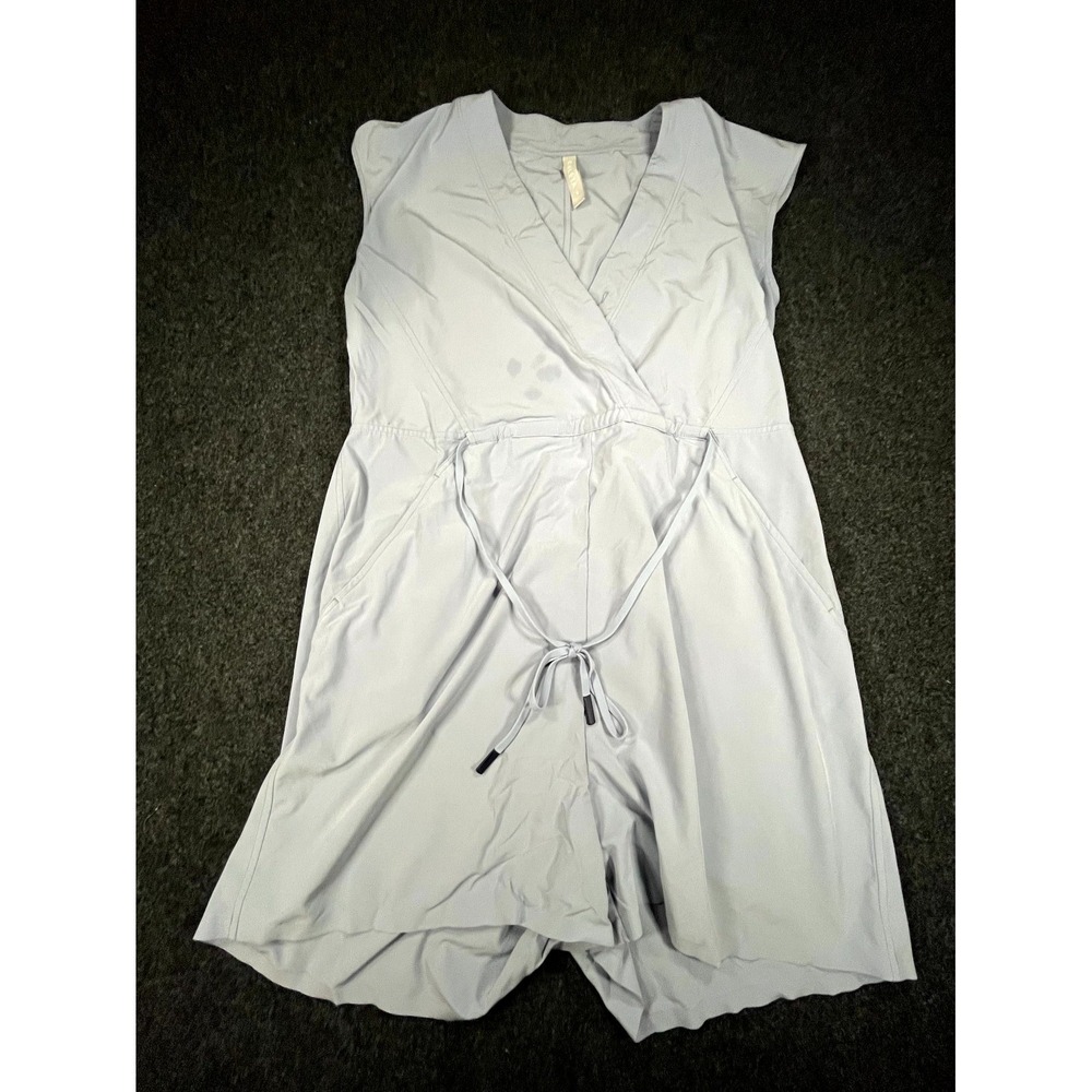 Athleta Marlow Wrap Athletic Romper Womens Small Gray Sleeveless Surplice Neck